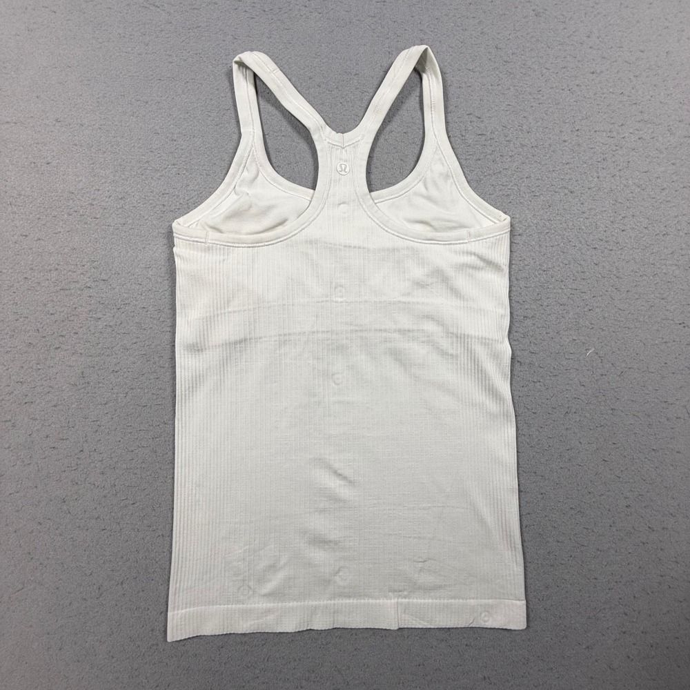 Lululemon Ebb to Street Tank Top White Ribbed Racerback Activewear Size 6 - Picture 2 of 4